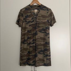 Forever 21 Camo Lace Up Bandage Mini Dress